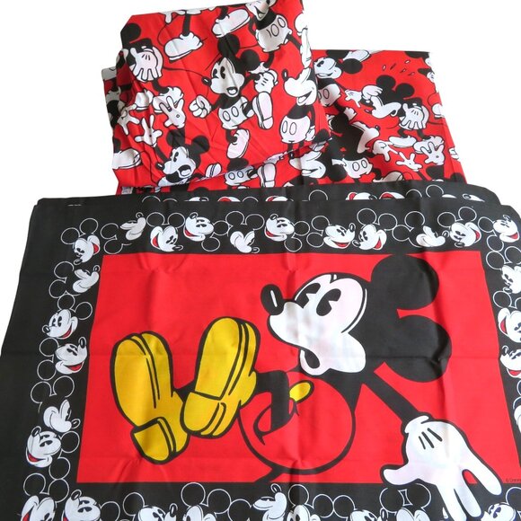 New Vintage Disney Mickey Mouse 4pc Full Sheet Set & Pillowcases Made in USA - Picture 4 of 7